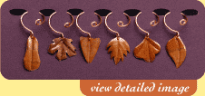 Six Unique Leaf-shaped Copper Wine Glass Charms