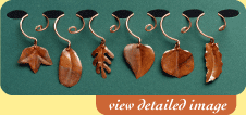 Six Unique Leaf-shaped Copper Wine Glass Charms with Different Shapes than Set 1