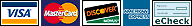We accept MasterCard, Visa, Discover/Novus, Amex and e-Checks for Payment